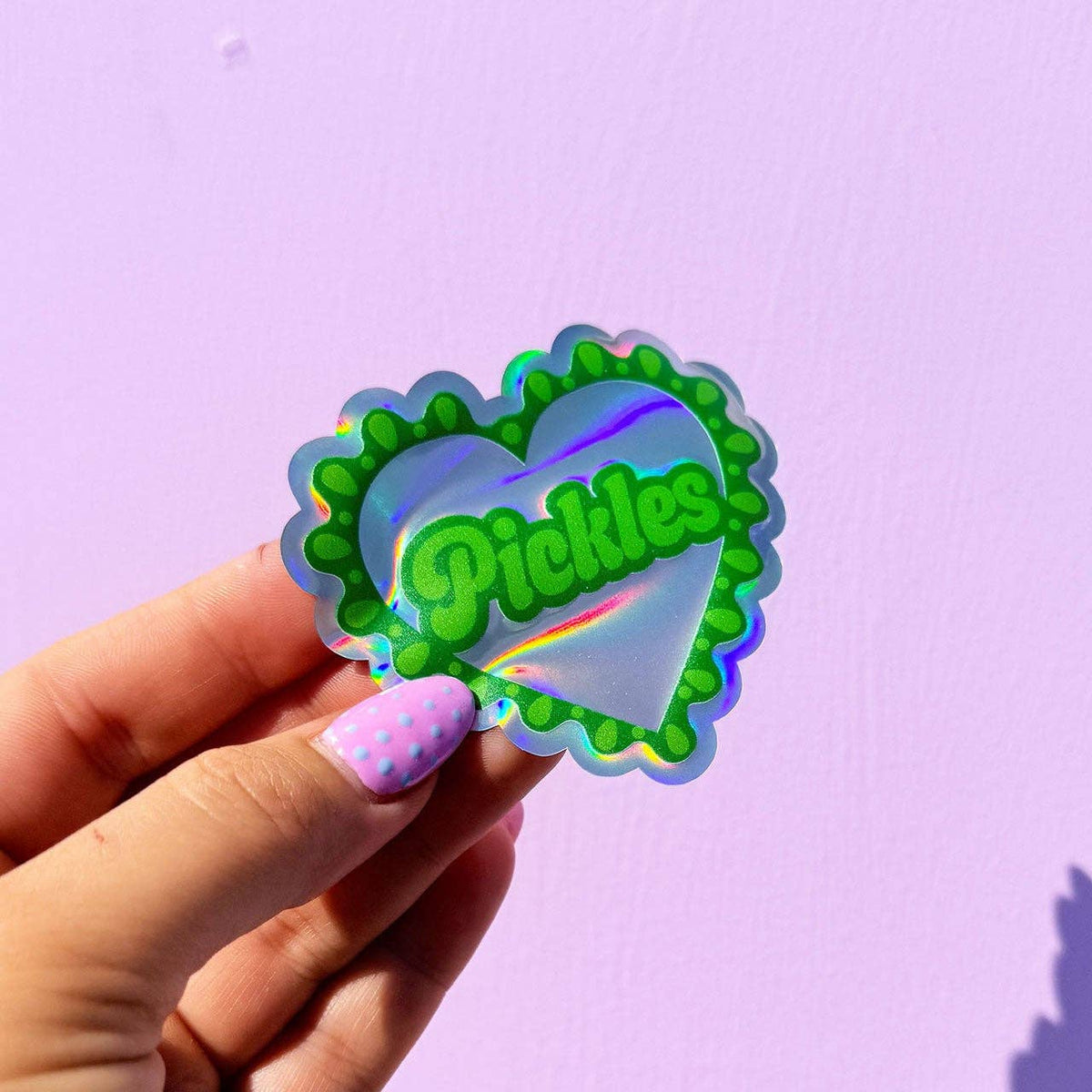 Pickle Heart Holographic Sticker