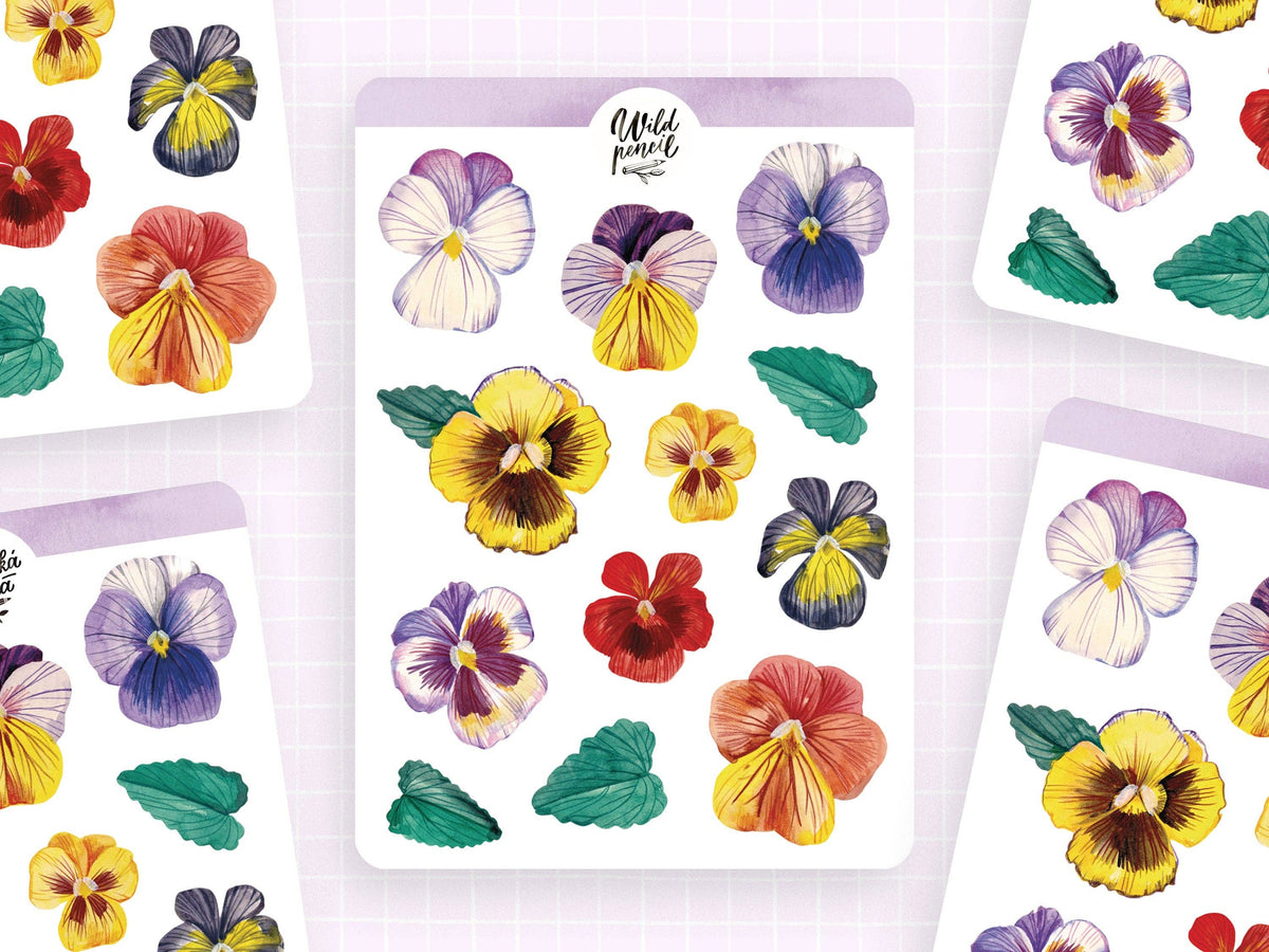 Sticker Sheet — Pansies