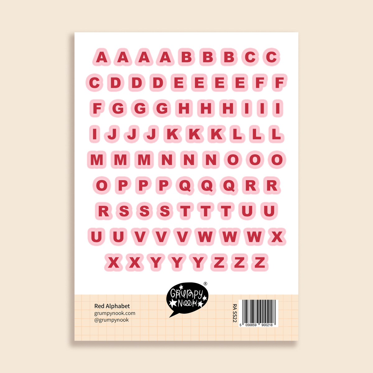 Pink & Red Alphabet Sticker Sheet