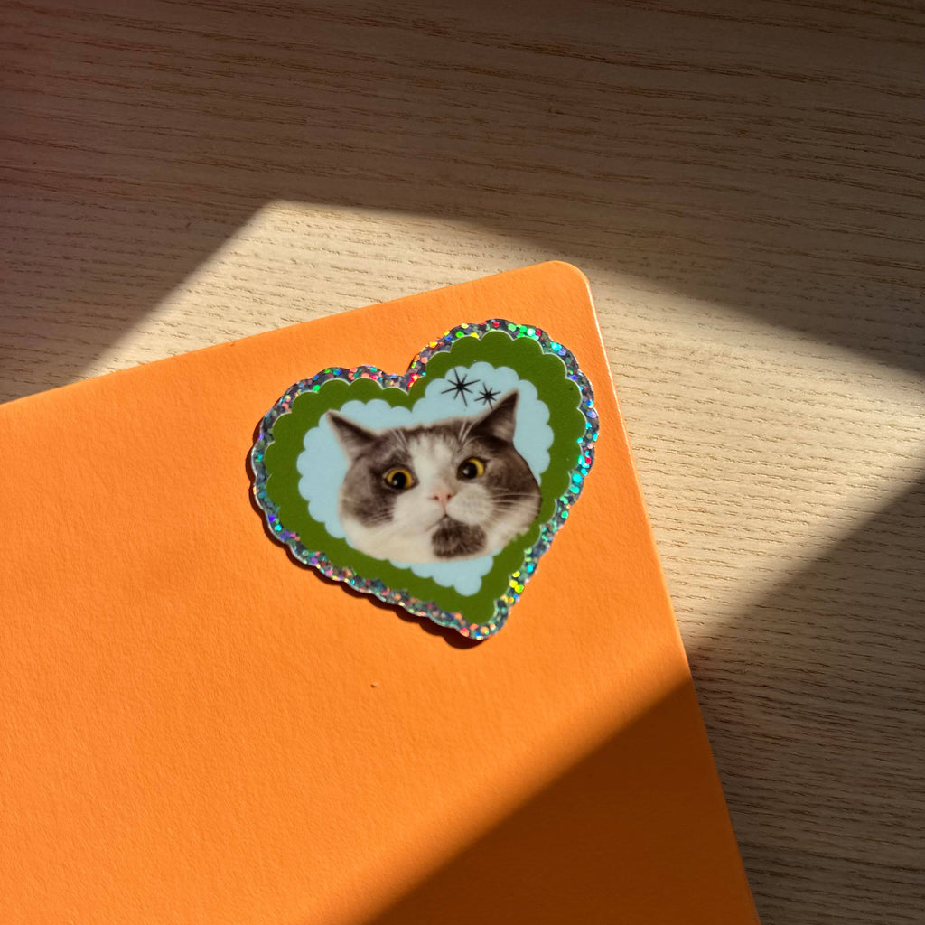 Love Cat Glitter Vinyl Sticker 