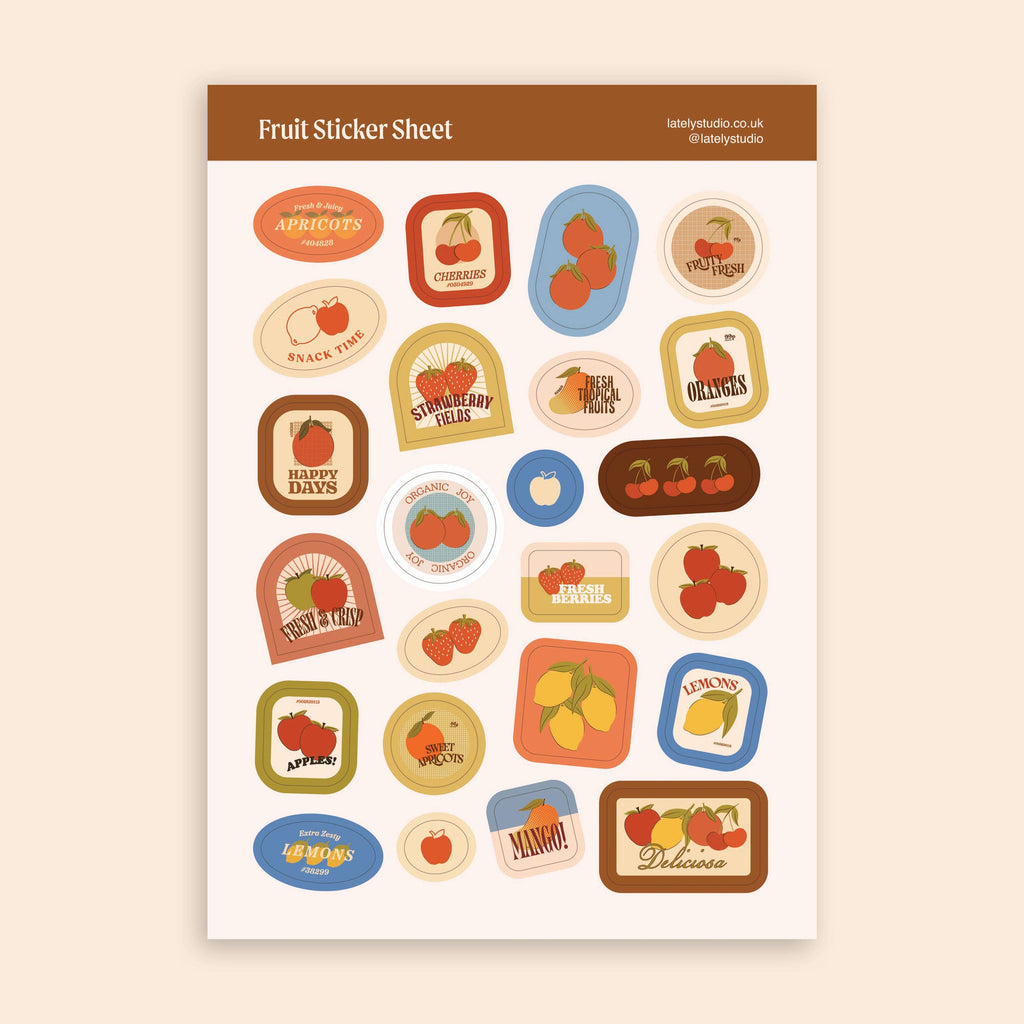 Retro Fruit Sticker Sheet