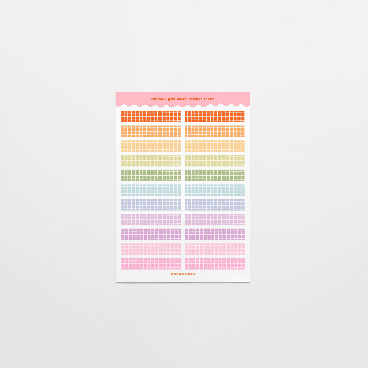 Rainbow Grid Washi Sticker Sheet