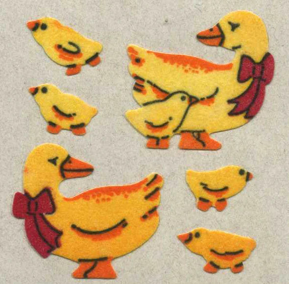 Duck Family Furry Stickers