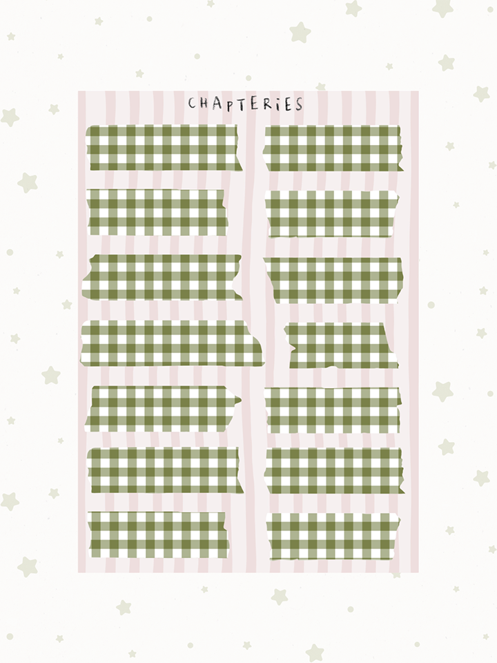Green Gingham Tape Stickers
