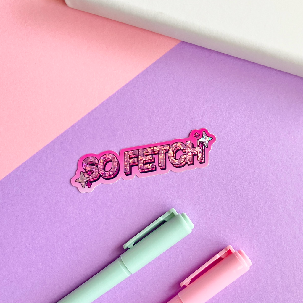 So Fetch Pink Glitter Sticker