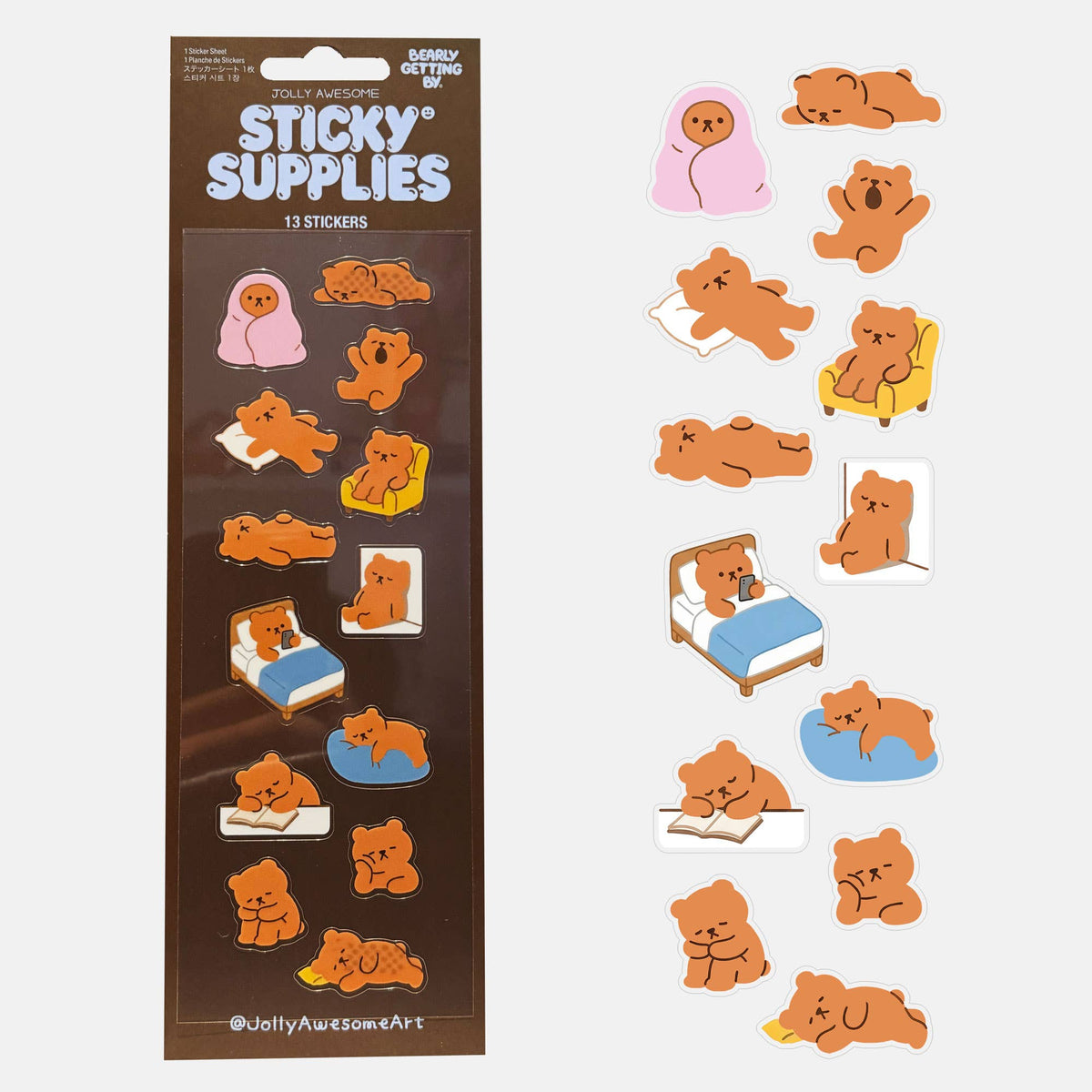 Bearly Getting By 'Tired' Sticker Sheet