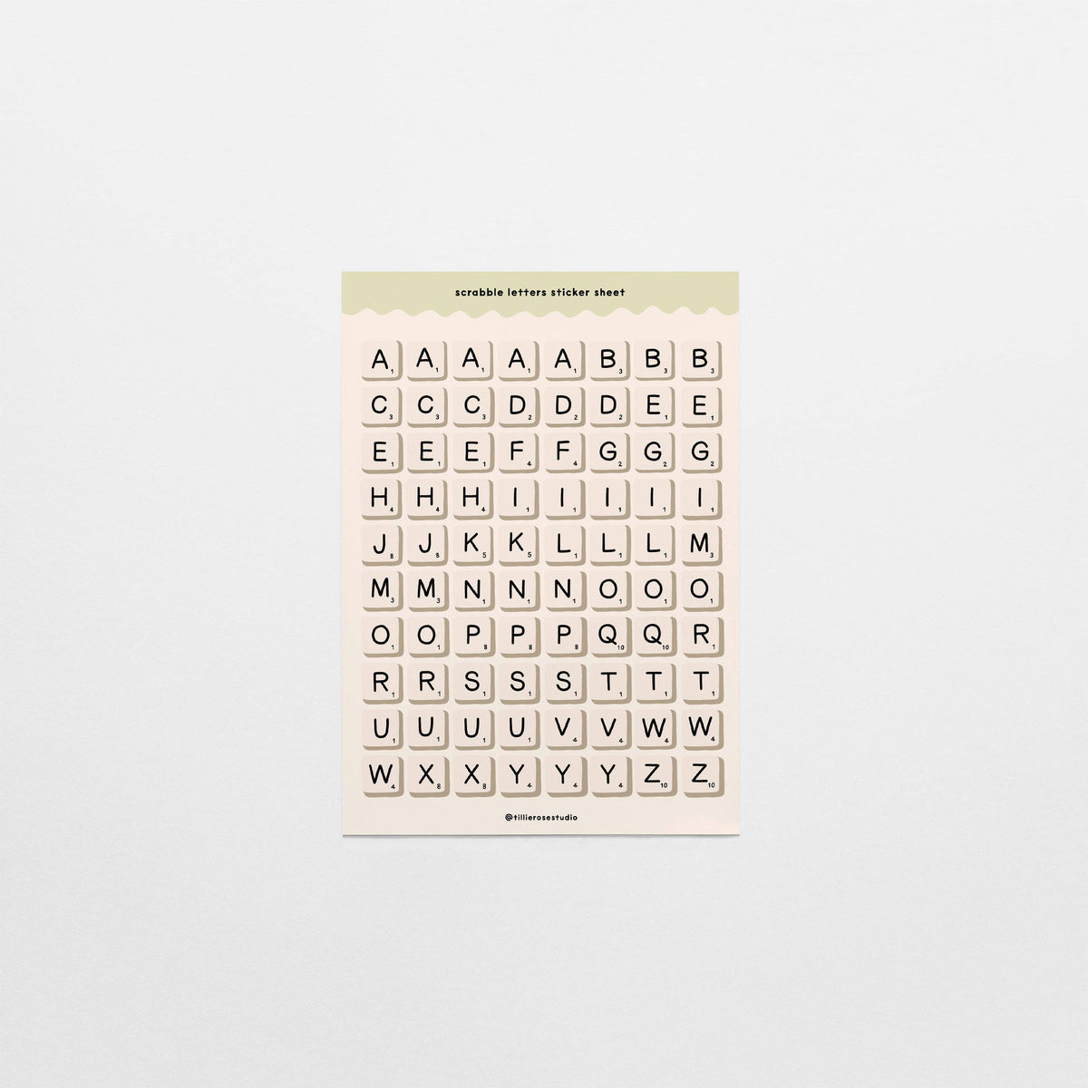 Scrabble Letters Sticker Sheet