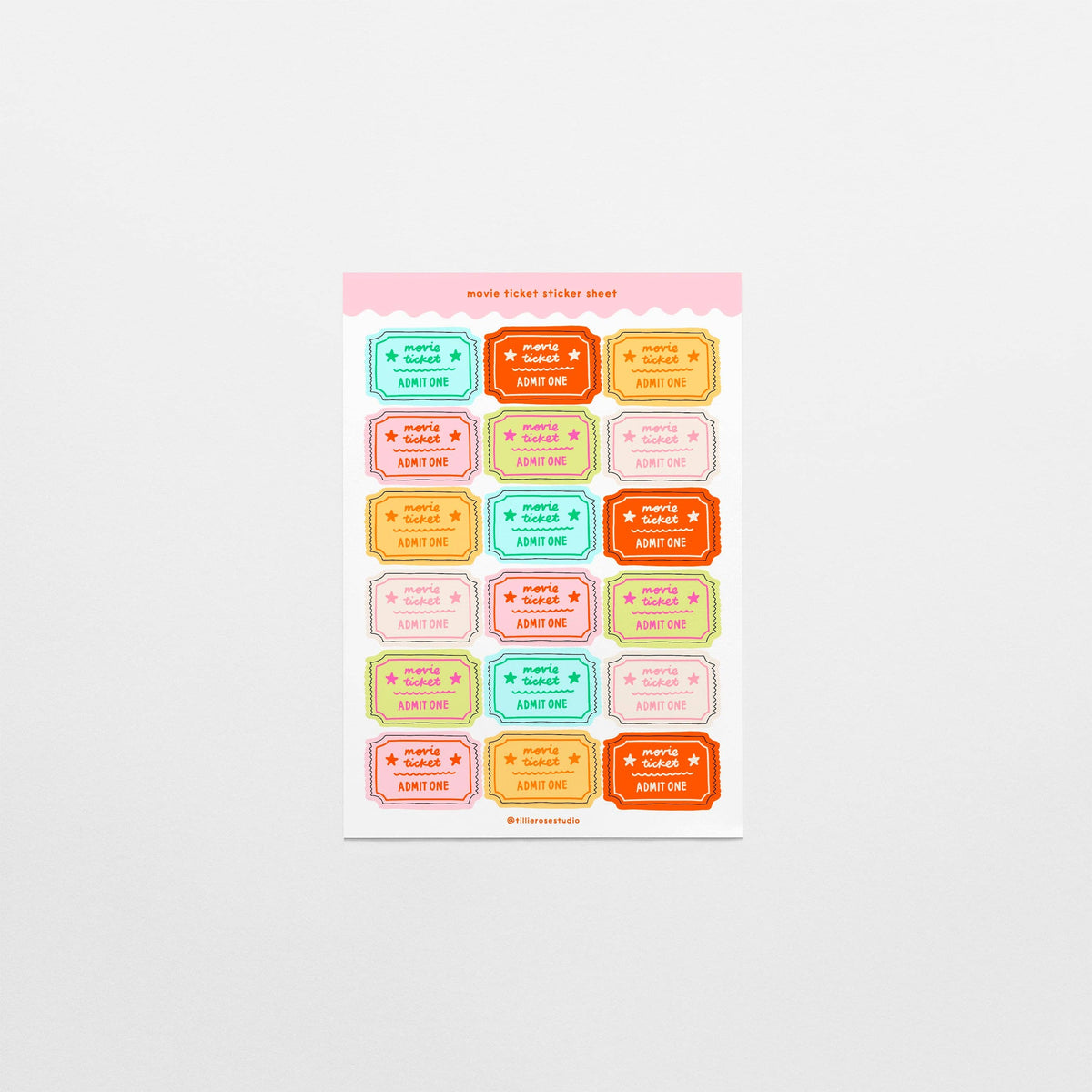 Movie Ticket Sticker Sheet