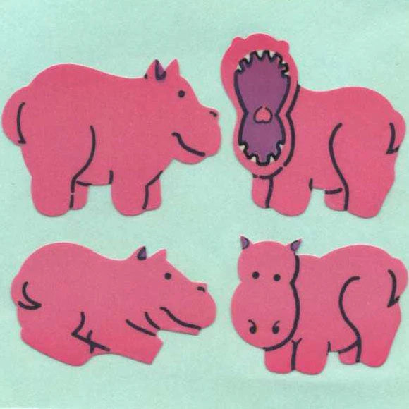 Pink Hippo Paper Stickers