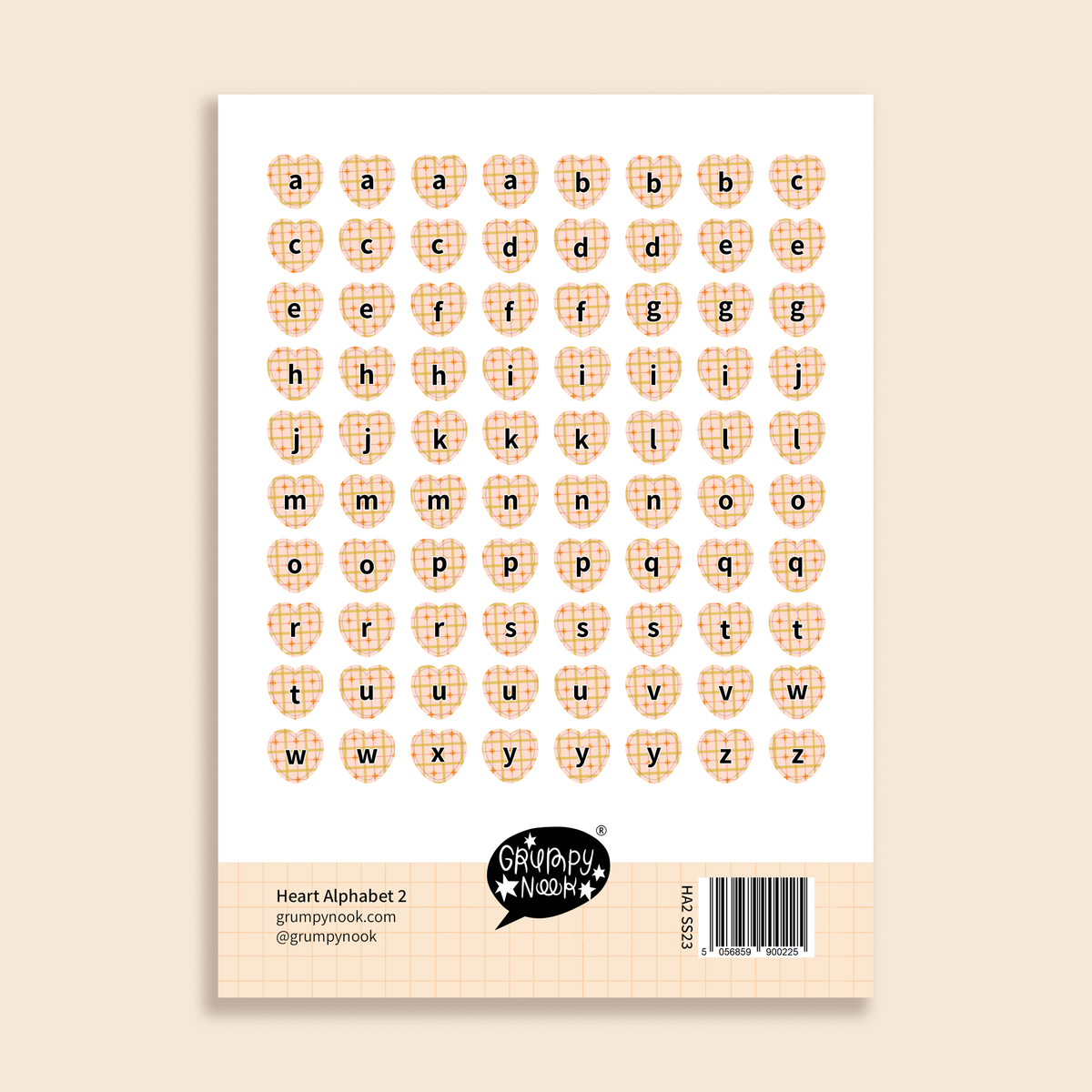 Beige Heart Alphabet Sticker Sheet