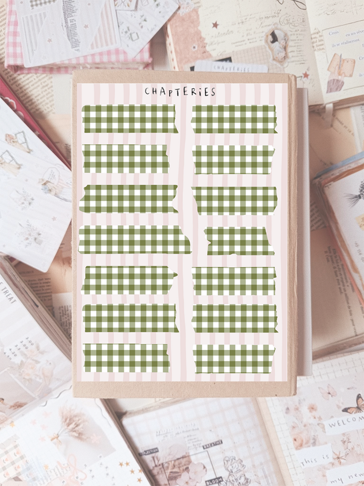 Green Gingham Tape Stickers