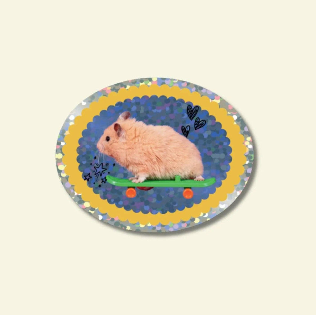 Skateboard Hamster Glitter Sticker