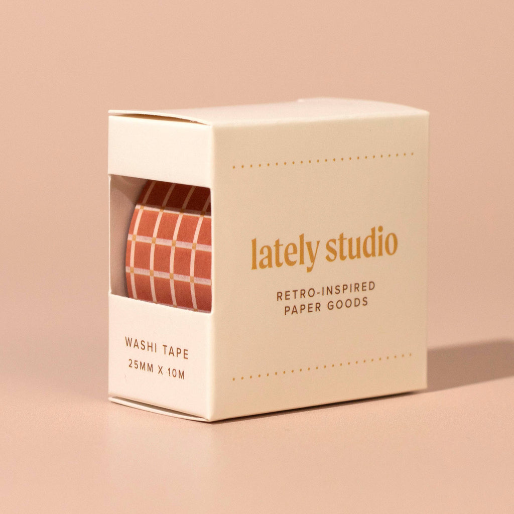 Rust Grid 25mm Washi Tape