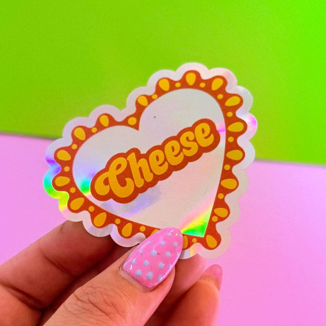 Cheese Heart Holographic Sticker