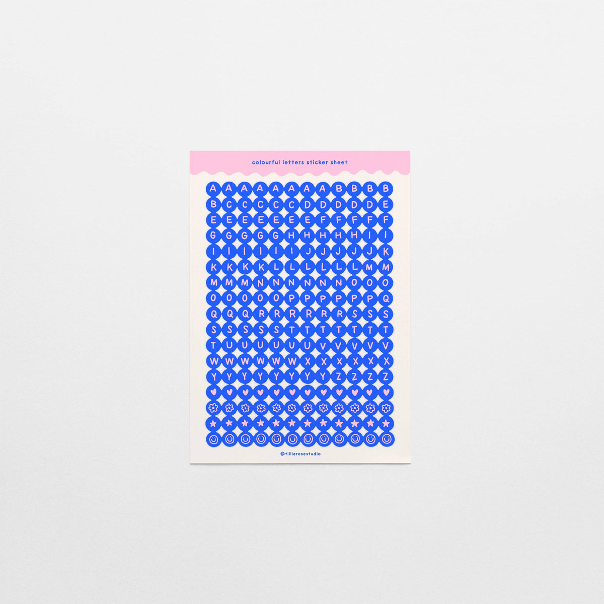 Blue and Pink Letter Bead Sticker Sheet