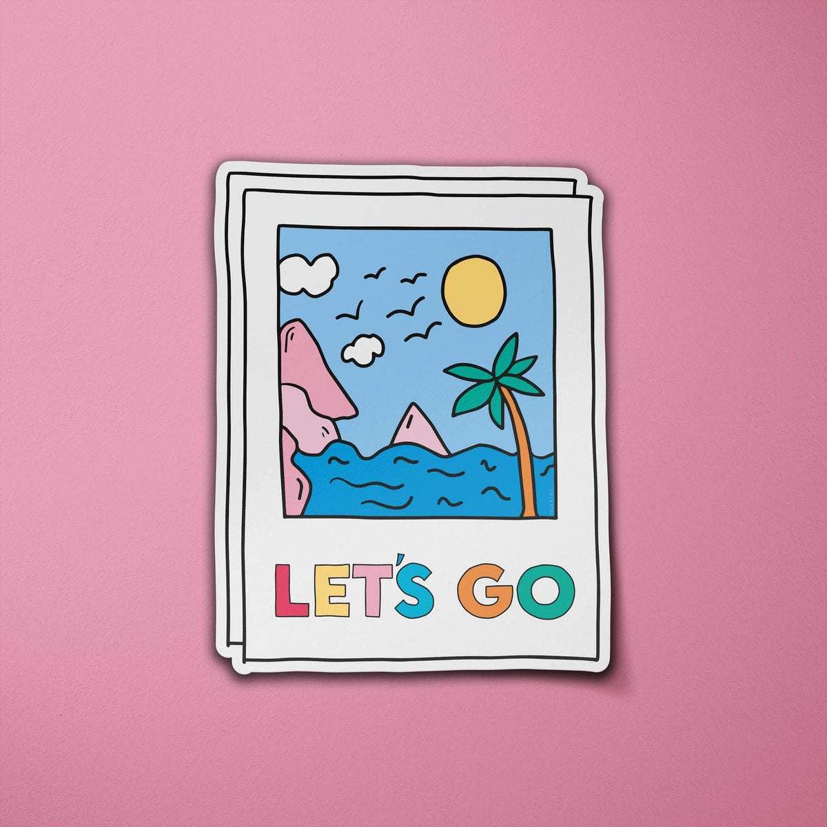 Let's Go Beach Polaroid Vinyl Sticker