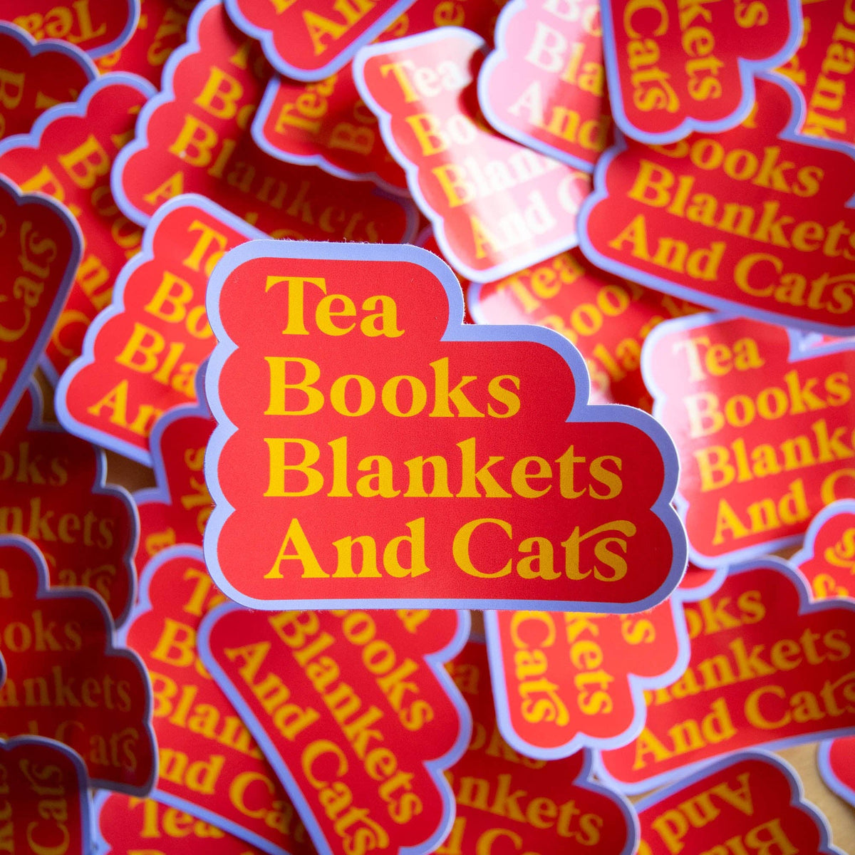 Tea, Books, Blankets and Cats Vinyl Sticker