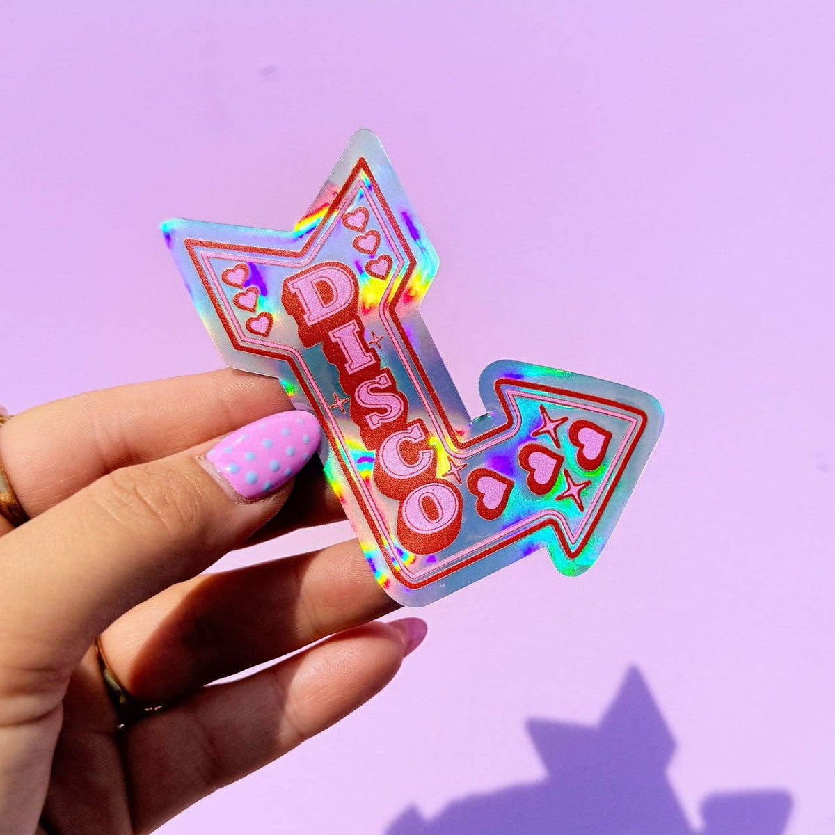 Retro Disco Arrow Holographic Sticker