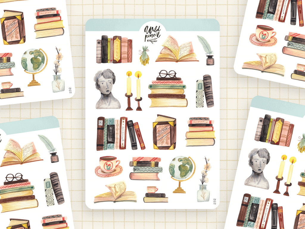 Sticker Sheet - Bookshelf