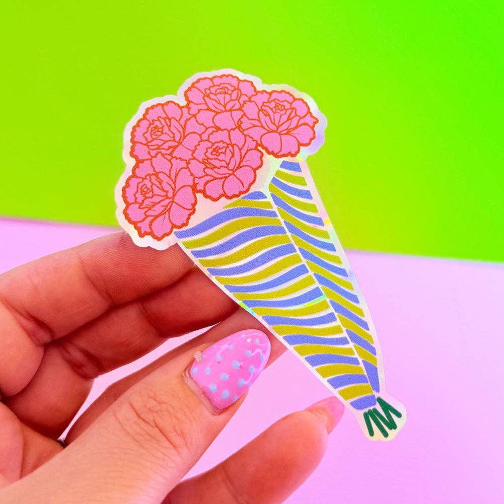 Bunch Of Flowers Holographic Sticker