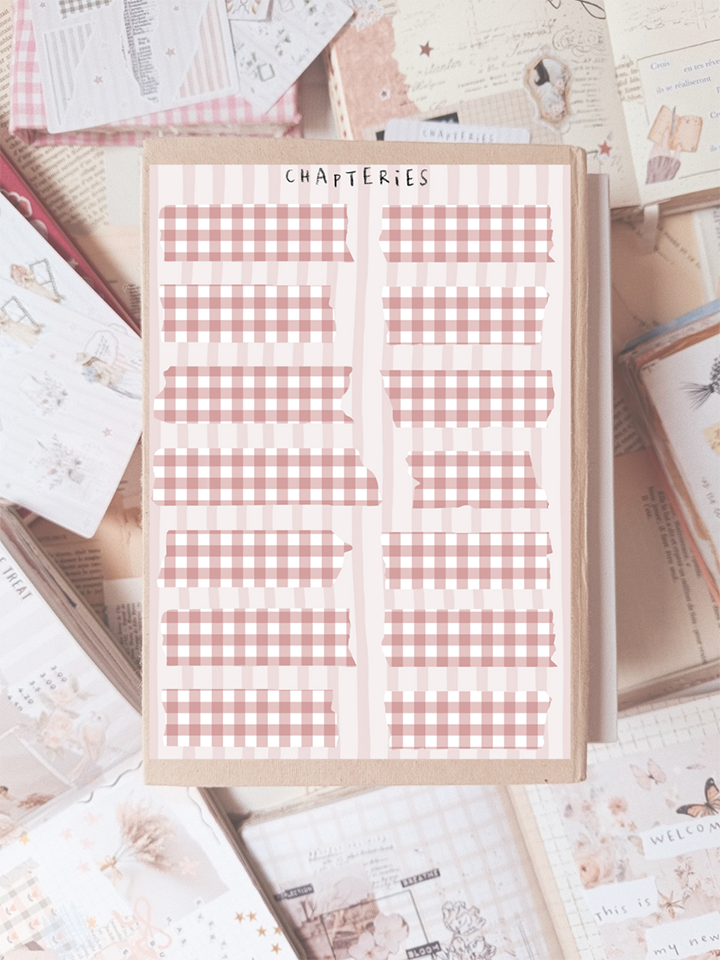 Pink Gingham Tape Stickers