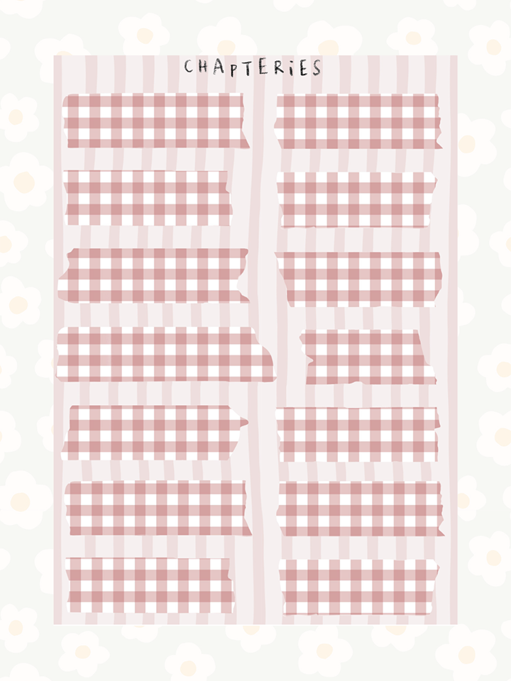 Pink Gingham Tape Stickers