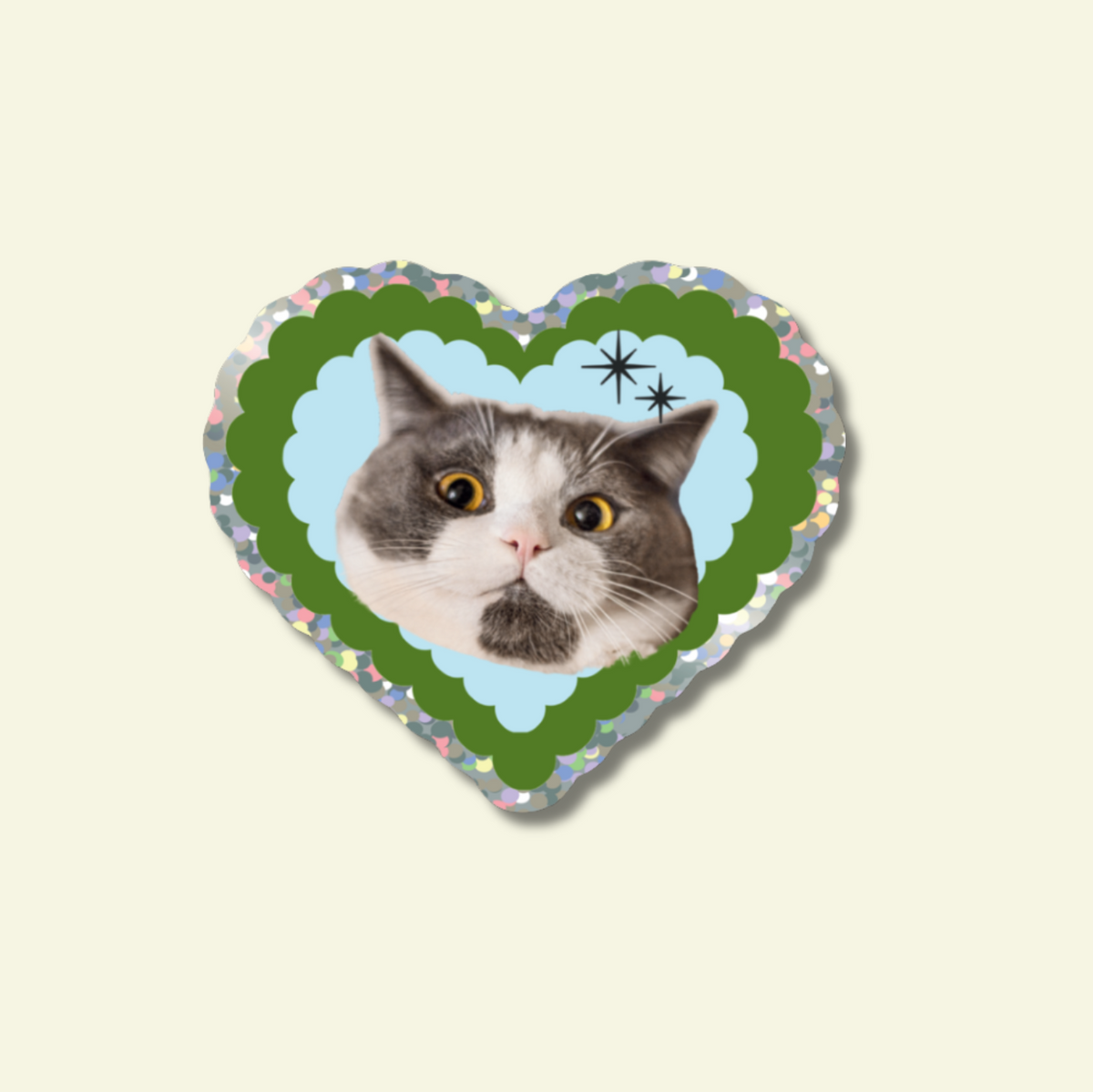 Love Cat Glitter Vinyl Sticker 